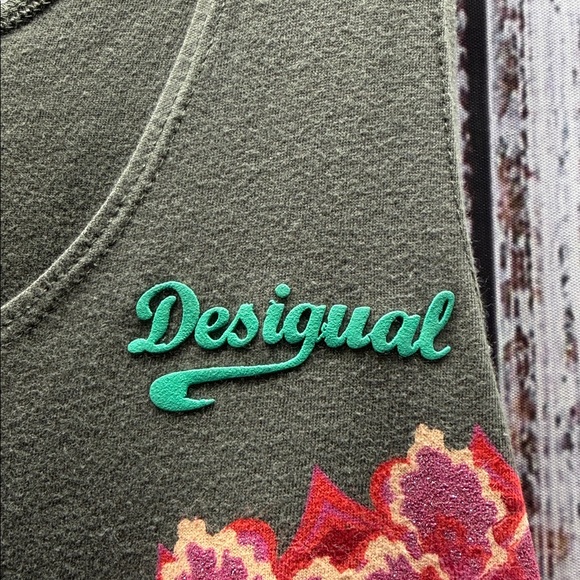 Desigual Greenish Gray Multicolor Design Sleeveless Tunic Mini Dress - Picture 5 of 11